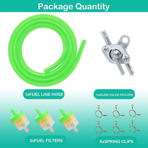 3.3Ft Fuel Line with Clamps Fuel Filters Inline Shut Off Valve Petcock Set for GY6 50cc 70cc 90cc 110cc 125cc 150cc Taotao Coolster Apollo Baja ATV Dirt Pit Bike Go Kart (Green) in Kuwait