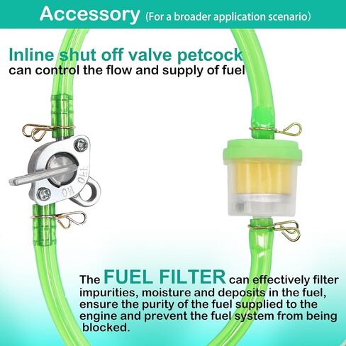 3.3Ft Fuel Line with Clamps Fuel Filters Inline Shut Off Valve Petcock Set for GY6 50cc 70cc 90cc 110cc 125cc 150cc Taotao Coolster Apollo Baja ATV Dirt Pit Bike Go Kart (Green) in Kuwait