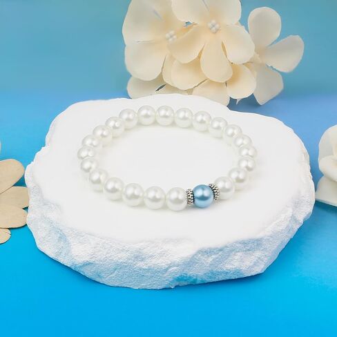 Something Blue Gift for Bride, Bridal Shower Gifts for Bride to be White Pearl Bracelet Anniversary Gifts for Wife with Meaningful Card as Bride Gifts Bridal Party Gifts Wedding Accessories Jewelry in Kuwait