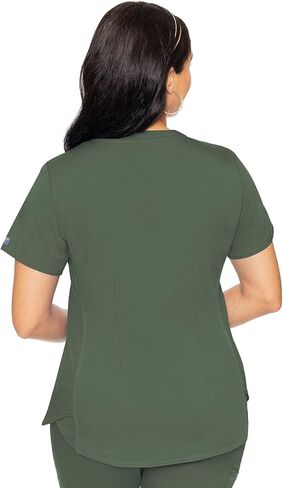 Med Couture Women's Scrub Set, V-Neck Top with 11 Pockets, Yoga Pant with 7 Pockets, Olive, XL in Saudi Arabia
