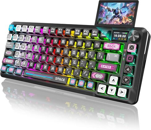 Redragon Mechanical Keyboard, Tri-Modes Wireless Gaming Keyboard with Screen & Knob, Macro Programmable Mechanical Gaming Keyboard, RGB Backlit, Ideal for Gaming Working etc. in Saudi Arabia