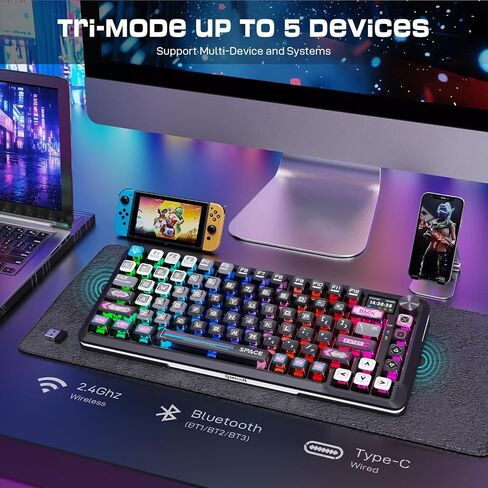 Redragon Mechanical Keyboard, Tri-Modes Wireless Gaming Keyboard with Screen & Knob, Macro Programmable Mechanical Gaming Keyboard, RGB Backlit, Ideal for Gaming Working etc. in Saudi Arabia