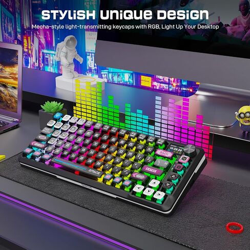 Redragon Mechanical Keyboard, Tri-Modes Wireless Gaming Keyboard with Screen & Knob, Macro Programmable Mechanical Gaming Keyboard, RGB Backlit, Ideal for Gaming Working etc. in Saudi Arabia