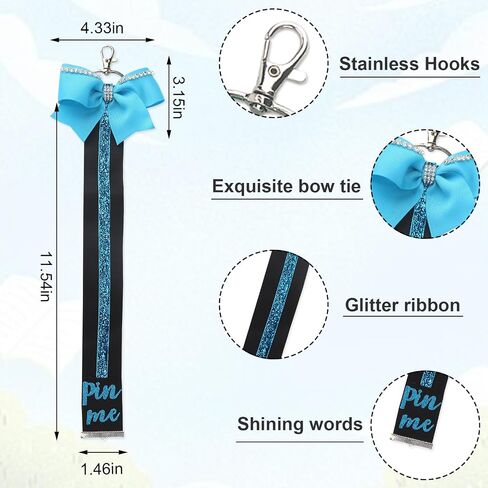 Cheer Pin Me Ribbon Keychain for Backpack, Glitter Cheerleader Keychain Pin Strap Cheer Pin Holder Cheerleader Gifts in Saudi Arabia