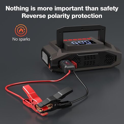 Jump Starter with Air Compressor for All Gas & 10.0L Diesel Engines, 6000A Jump Starter Battery Pack, Portable Power Bank, Safety Protection, Self-Driving Tour Essential in Kuwait