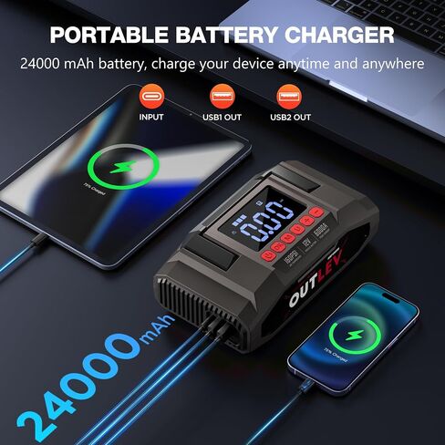 Jump Starter with Air Compressor for All Gas & 10.0L Diesel Engines, 6000A Jump Starter Battery Pack, Portable Power Bank, Safety Protection, Self-Driving Tour Essential in Kuwait
