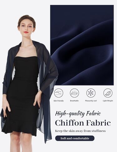 Women Chiffon Shawls and Wraps for Evening Dresses Wedding Party Travel Scarves Pashmina Bikini Cover Up in Kuwait