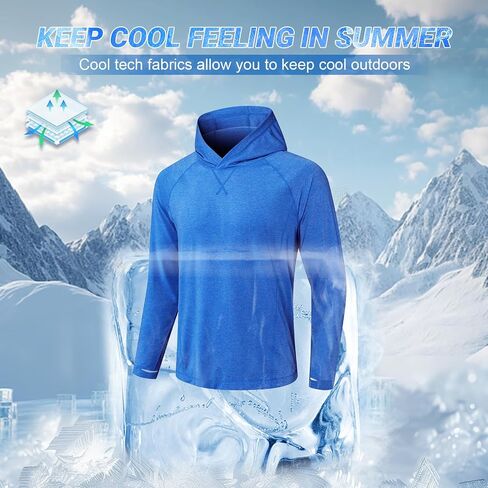Fishing Shirts for Men Long Sleeve: UPF 100+ UV Sun Protection Hoodie - Swimming Hiking Outdoor Running Rash Guard in Saudi Arabia