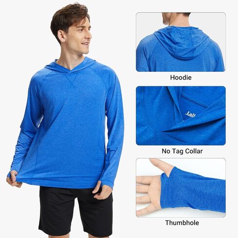 Fishing Shirts for Men Long Sleeve: UPF 100+ UV Sun Protection Hoodie - Swimming Hiking Outdoor Running Rash Guard in Saudi Arabia