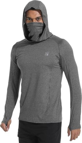 Men's UPF 50+ Sun Protection Shirts UV SPF Rash Guard Long Sleeve Lightweight Hoodie Shirts Fishing Hiking Running Swim in Saudi Arabia