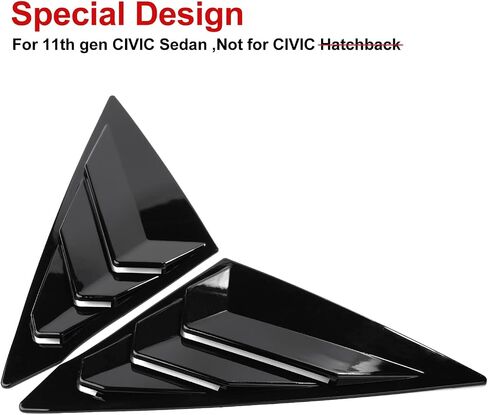 لـ 11th Gen Civic Racing Side Side Window Windows Triangle Window الستائر لـ Honda Civic سيدان 2022 2023 2024 2025 (أسود) in Kuwait