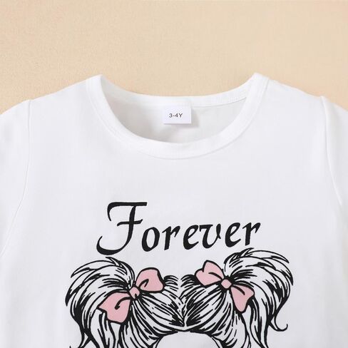 Toddler Girl Clothes 2-8T Girls Skirt,White Short Sleeve Letter Print Top + Summer Short Skirt 2PCS Girls Outfits Set in Kuwait