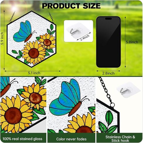 الأشجار الاصطناعية من الحياة Suncatchers للمنزل الزخرفي معلقة مع ربط عصا للنافذة معلقة النباتات المزيفة باليد شجرة و Cat Memorial Gifts للنساء 6.3 '' * 6.3 '' in Kuwait
