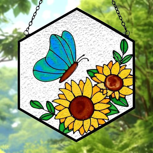 الأشجار الاصطناعية من الحياة Suncatchers للمنزل الزخرفي معلقة مع ربط عصا للنافذة معلقة النباتات المزيفة باليد شجرة و Cat Memorial Gifts للنساء 6.3 '' * 6.3 '' in Kuwait