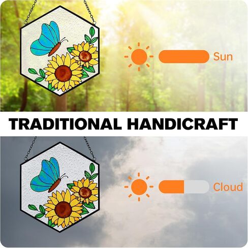 الأشجار الاصطناعية من الحياة Suncatchers للمنزل الزخرفي معلقة مع ربط عصا للنافذة معلقة النباتات المزيفة باليد شجرة و Cat Memorial Gifts للنساء 6.3 '' * 6.3 '' in Kuwait