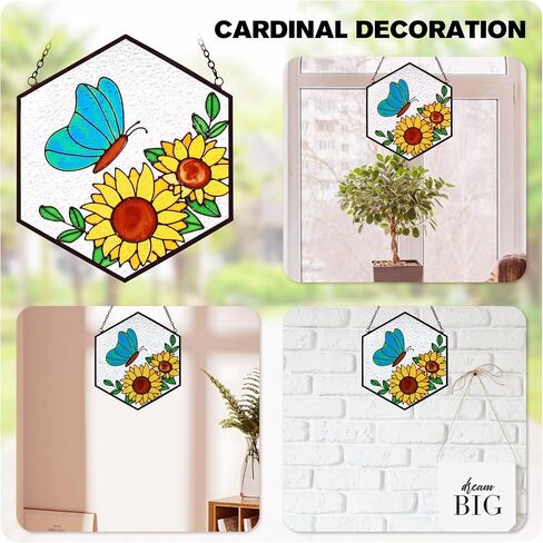 الأشجار الاصطناعية من الحياة Suncatchers للمنزل الزخرفي معلقة مع ربط عصا للنافذة معلقة النباتات المزيفة باليد شجرة و Cat Memorial Gifts للنساء 6.3 '' * 6.3 '' in Kuwait