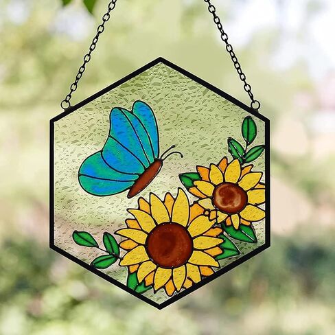الأشجار الاصطناعية من الحياة Suncatchers للمنزل الزخرفي معلقة مع ربط عصا للنافذة معلقة النباتات المزيفة باليد شجرة و Cat Memorial Gifts للنساء 6.3 '' * 6.3 '' in Kuwait