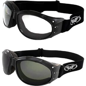 Global Vision Red Baron Motorcycle Aviator Dirt Bike ATV UTV Riding Goggles for Men & Women Clear & Smoke for Day & Night