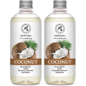 Reed Diffuser Refill Coconut - 2 x 17 Fl Oz - Room Diffuser Refill - Home Fragrance - Air Freshener - Scented Diffuser - Coconut Aroma - Room Fragrance - Coconut Scented Diffuser