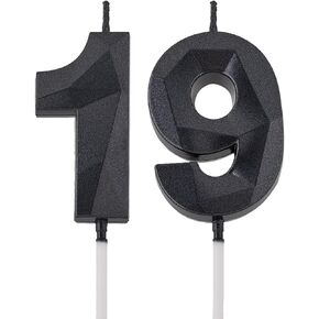 2 inch Gold 19 & 91 Birthday Candles, 3D Diamond Number 19th & 91st Cake Topper for Men Women Birthday Party Decorations Theme Party