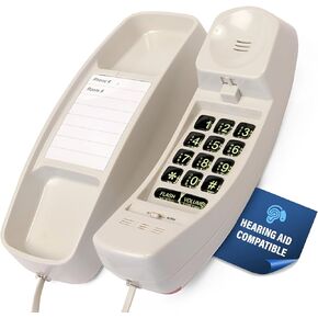 T1C Sleek Trimline Corded Telephone with Ring/In-Use Light Indicator - Wall-Mountable Analog Retro House Phone, Hearing Aid Compatible - Landline Phone for Home, Business and Office -Dove Grey