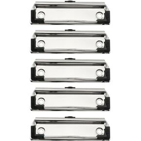 RLECS 5pcs Metal Hardboard Clips 3.9" with Rubber Feet and Mounting Rivets Clipboard Clips Stationery Clip