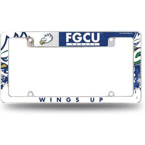 Rico Industries NCAA Florida Gulf Coast Eagles - FGCU Primary 12" x 6" Chrome All Over Automotive License Plate Frame for Car/Truck/SUV