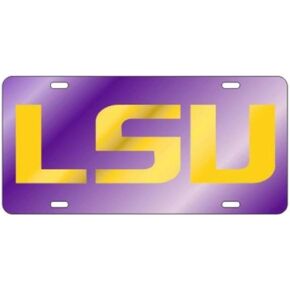 Craftique LSU Tigers Laser Cut Inlaid Mirrored Purple Plate w/Yellow LSU