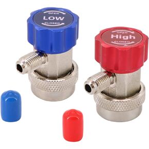 KIPA A/C AC Compressor R-134A Manual Quick Coupler Adapter Air Condition 1/4" SAE Connectors Accessories SAE J-639 1/4" Male Port High Pressure Low Pressure Set