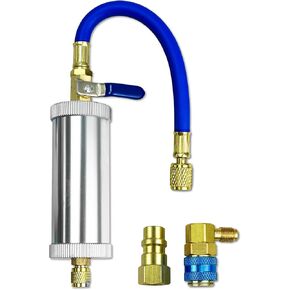 R134A Compressor Oil Dye Injector, AC HVAC Tool,C R12 R22 Oil and Dye Injector Refrigerant Tools-1/4" SAE Male and Female Oz Injection