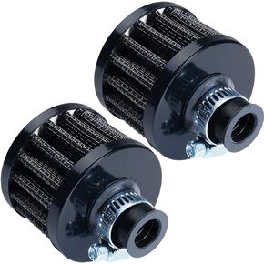12mm Cold Air Intake Filter for Motorcycle Turbo Vent Breather Air Intake Black- 2Pcs