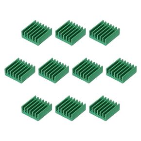 MECCANIXITY 10Pcs 14x14x6mm Heatsink Aluminum Radiator Heat Sink Cooling with Fixed Sticker for Chip CPU, Power Transistor, FET, IC, Power Amplifier,Green