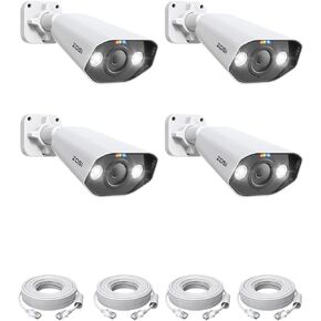 ZOSI 4PK 5MP PoE IP Cameras with Ethernet Cables,Human Vehicle Detection,2-Way Talk,Color Night Vision,Smart Light&Sound Alerts,IP66 Waterproof,Outdoor Security Camera Only Work with ZOSI PoE NVR