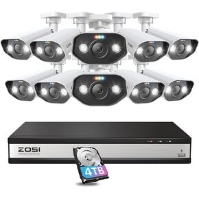 ZOSI 4PK 5MP PoE IP Cameras with Ethernet Cables,Human Vehicle Detection,2-Way Talk,Color Night Vision,Smart Light&Sound Alerts,IP66 Waterproof,Outdoor Security Camera Only Work with ZOSI PoE NVR