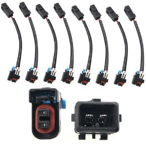 8Pcs Injector PnP Adaptors Plugs Compatible with LQ4 LQ9 4.8 5.3 6.0 Injectors into LS1 LT1 EV1 Wiring Harness Connectors Plug and Play