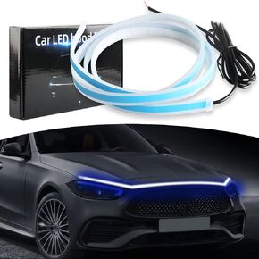 59 Inch RGB Car Hood Light Strip with APP Control, Multi-Color 210 Modes Exterior Dynamic Scan Start Up Hoodbeam Kit, Waterproof Flexible Daytime Running Light for Car SUV Truck