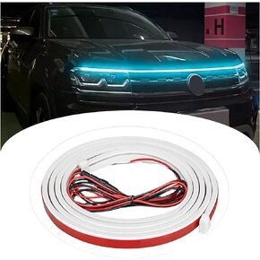 Exterior Car LED Strip Lights - Dynamic Scan Start Up Hoodbeam Kit, Flexible Dynamic Car Hood Led Strip, Waterproof Car Daytime Running Light for Cars, Suvs, Trucks (70inch, White)