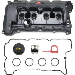 Engine Valve Cover Kit with Gasket Compatible with 2007-2016 Mini Cooper 1.6 Non-Turbo Part # 11127646554 11127553799 11127567162 V757272480 11127567791