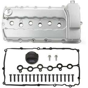 MITZONE Upgrade Aluminum Engine Valve Cover Compatible with Volkswagen Passat Touareg CC Audi Q7 3.6L Replace # 03H103429H 03H-103-429-L