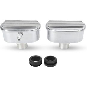 Tbest Finned Valve Cover Breather,Aluminum Valve Cover Breather PCV Combo Kit Finned Oval Polished 6100FP for Replacement