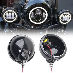 1 Pair 4.5 Inch Fog Light Housing Bucket Bracket for Motorcycle Fog Lamp Bucket (Silver Light Housing)
