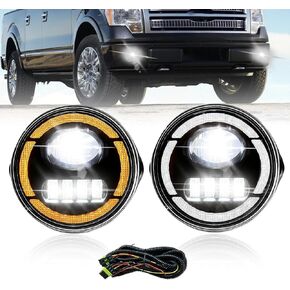 LED Fog Lights Fit for 2006-2014 Ford F-150 F150 Truck Fog Lamps with Daytime Running Lights&Turn Signal Lights