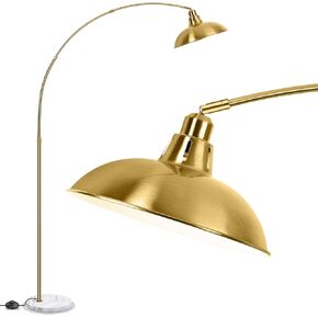 Arc Floor Lamp for Living Room, Marble Base Standing Lamp - Black Gold Floor Lamps with 360° Rotatable Arm, Industrial Tall Lamp Metal Material, Reading Lamp for Bedroom Couch Sofa Desk