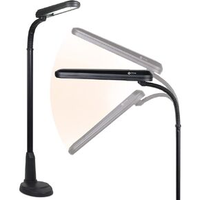 OttLite Standing Floor Lamp with Weighted Base & Adjustable Neck - 24w Energy Efficient Light Bulb for Bright Natural Daylight - Modern Home Decor, for Living Room, Reading, Bedroom, Dorm & Office