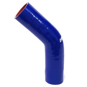 HPS HTSEC45-125-BLUE Silicone High Temperature 4-ply Reinforced 45 degree Elbow Coupler Hose, 75 PSI Maximum Pressure, 4" Leg Length on each side, 1-1/4" ID, Blue