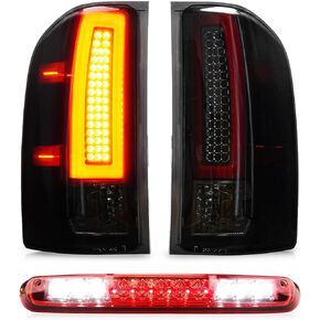 Tail Light + 3rd Third Brake Cargo Lamp for Chevy Silverado 1500 2007-2013, 2500 HD & 3500 HD 2007-2014, GMC Sierra 3500 HD 2008-2014, High Mount Stop Light Rear LED Taillight, 25958482 25958483