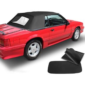A-Premium Black Convertible Soft Top with Clear Plastic Window Compatible with Ford Mustang 1983 1984 1985 1986 1987 1988 1989 1990 1991 1992 1993