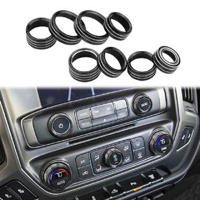 Compatible with Silverado Radio AC Knobs Air Conditioner Switch Button for 2014-2018 Chevy Silverado, Aluminum Alloy, Red 8pcs