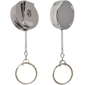 Badge Reels Retractable 2Pack Heavy Duty Badge Reel with Metal Chain, WENSUNNIE Metal ID Nurse Badge Reel Retractable Card Holder Keychain with Clip for Nurse Accessories for Work