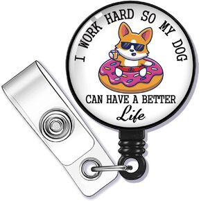 ZBBFSSCB I Work Hard So My Dog Can Have A Better Life Alaskan Malamute Nurse Badge Scroll and Shark Clip Medical Job Office Doctor Nurse Name ID Tag Card for Dog Lovers Veterinarian Doctor Nurse